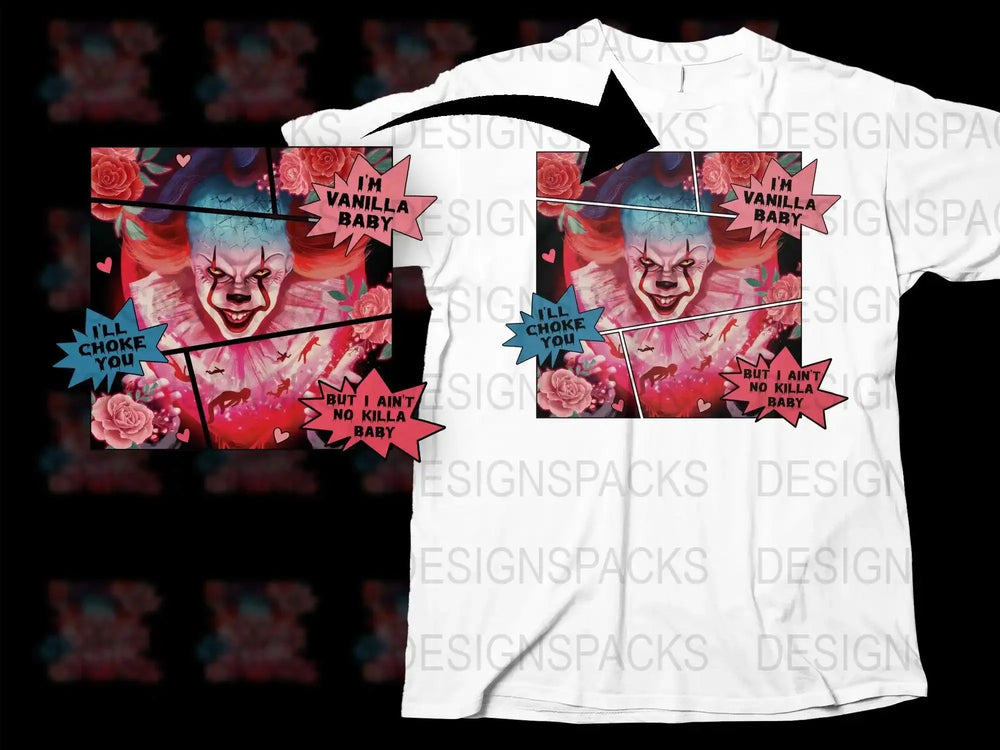 Creepy Clown Art Valentine Graphic Png Digital Download