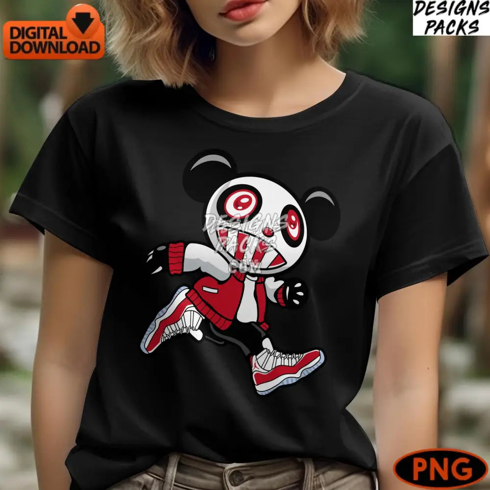 Creepy Cute Panda Character Digital Art Spooky Cartoon Printable Png File