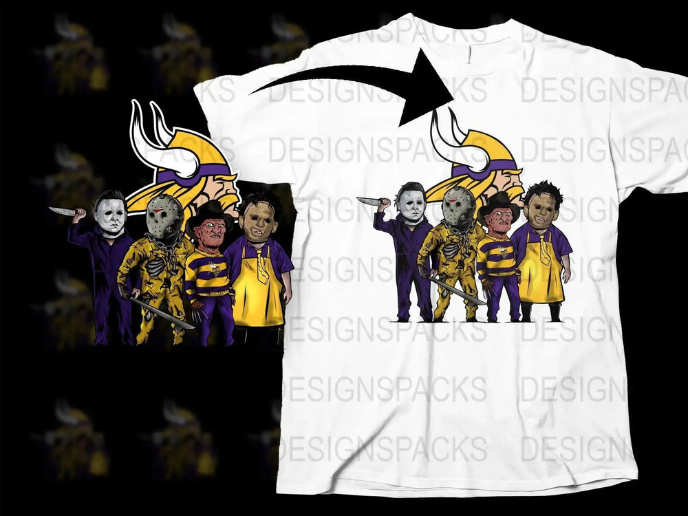 Creepy Slashers NFL Vikings Horror Crossover Png Digital Download