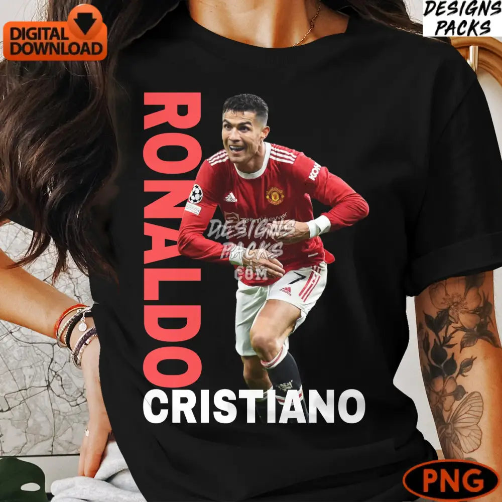 Cristiano Ronaldo Digital Art Manchester United Soccer Player Png Instant Download