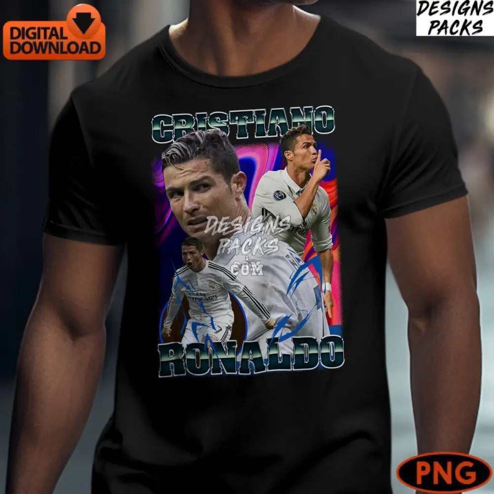 Cristiano Ronaldo Digital Art Print Soccer Star Sports Instant Download Png