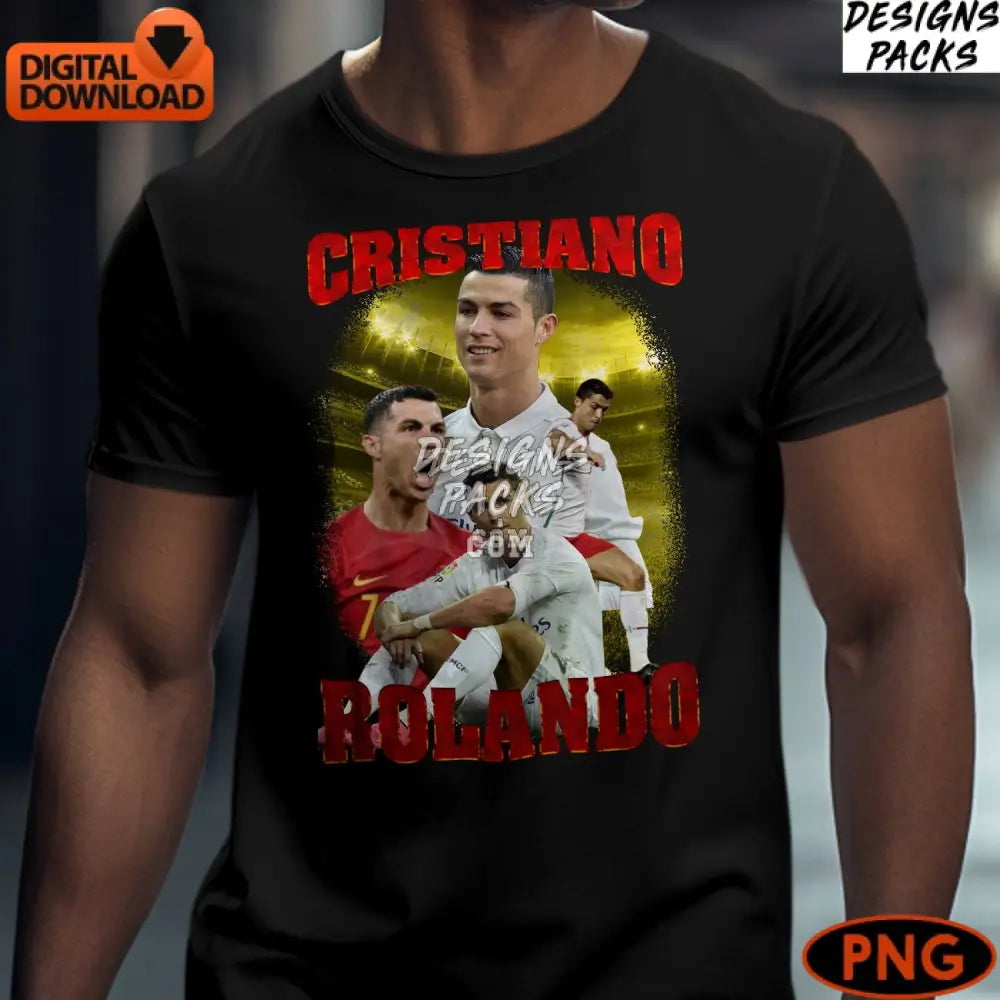 Cristiano Ronaldo Digital Art Soccer Star Collage Portugal Football Hero Instant Download Png