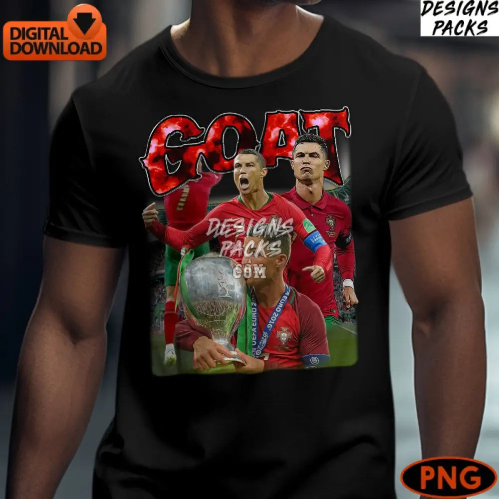 Cristiano Ronaldo Goat Digital Art Instant Download Sports Fan Gift Soccer Png Portugal Football