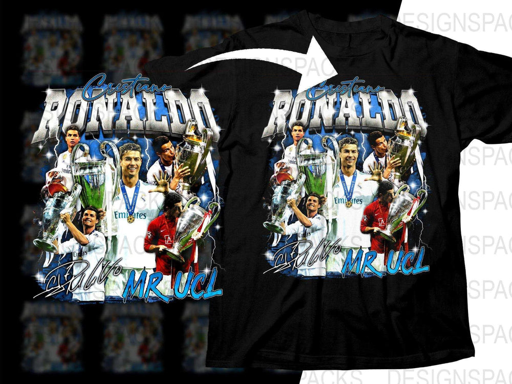 Cristiano Ronaldo Mr UCL Graphic Printed Soccer Png Digital Download