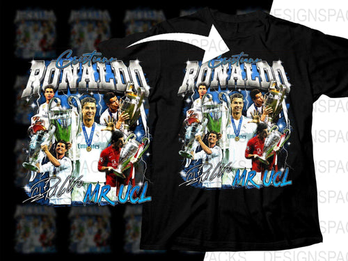 Cristiano Ronaldo Mr UCL Graphic Printed Soccer Png Digital Download