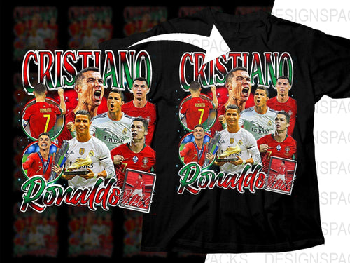 Cristiano Ronaldo Multicolored Graphic Bootleg Soccer Png Digital Download