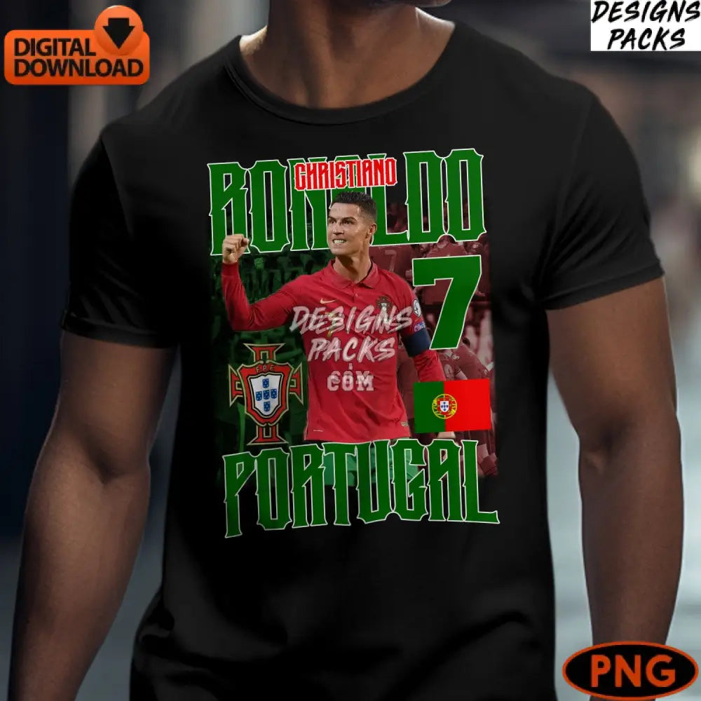 Cristiano Ronaldo Portugal Soccer Digital Art Instant Download Png Sports Fan Football Star Cr7