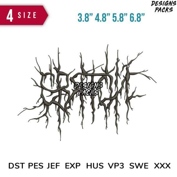Gothic branch font design in 4 sizes, embroidery formats DST PES JEF EXP for DTG DTF printing