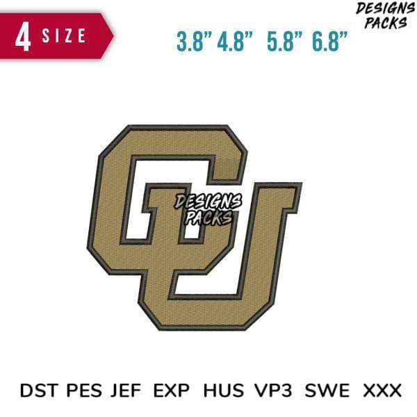 CU monogram embroidery design in 4 sizes, compatible with DST PES JEF formats for instant download