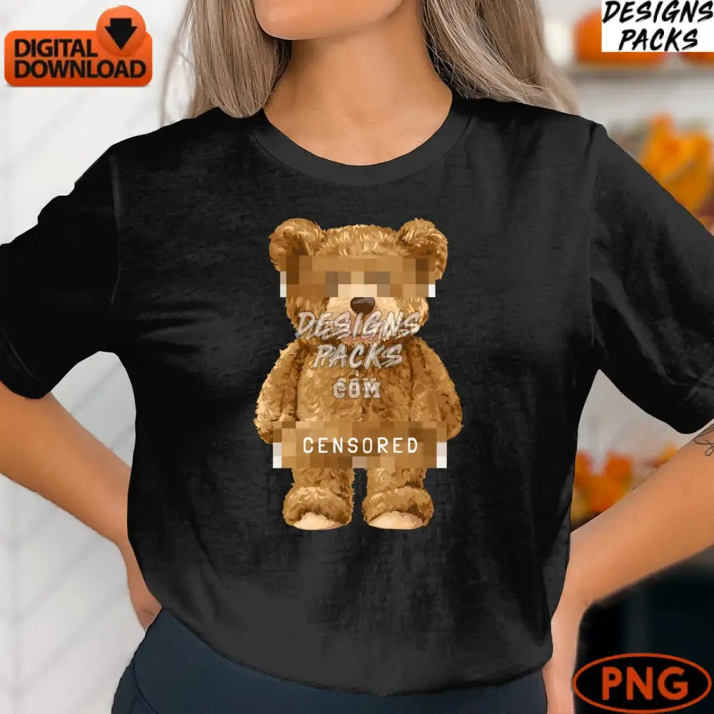 Cuddly Teddy Bear Digital Art Cute Brown Png Instant Download Nursery