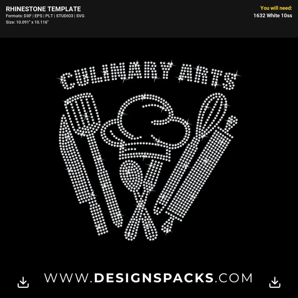 Culinary Arts Tools Rhinestone Digital Template