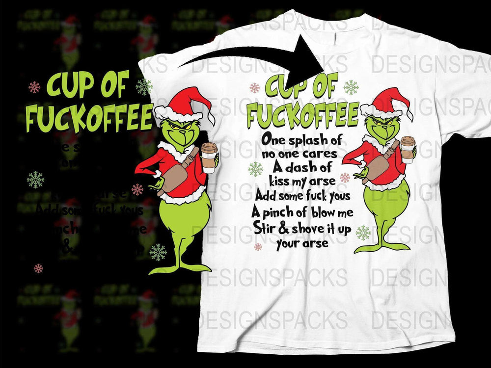 Funny Grinch Coffee T-Shirt, Sarcastic Christmas Tee, Humorous Holiday Gift, Adult Graphic Shirt