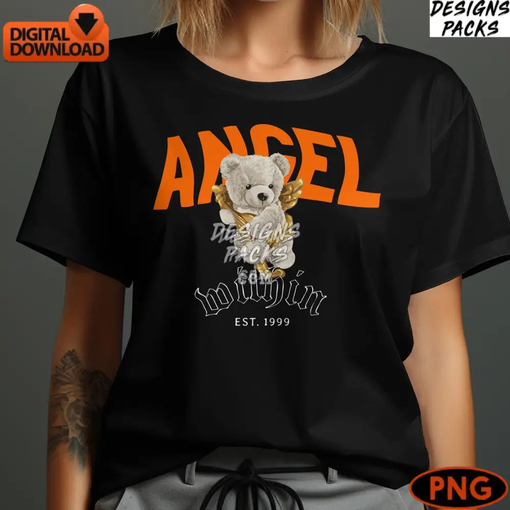 Cute Angel Teddy Bear Digital Png Instant Download For Crafts And