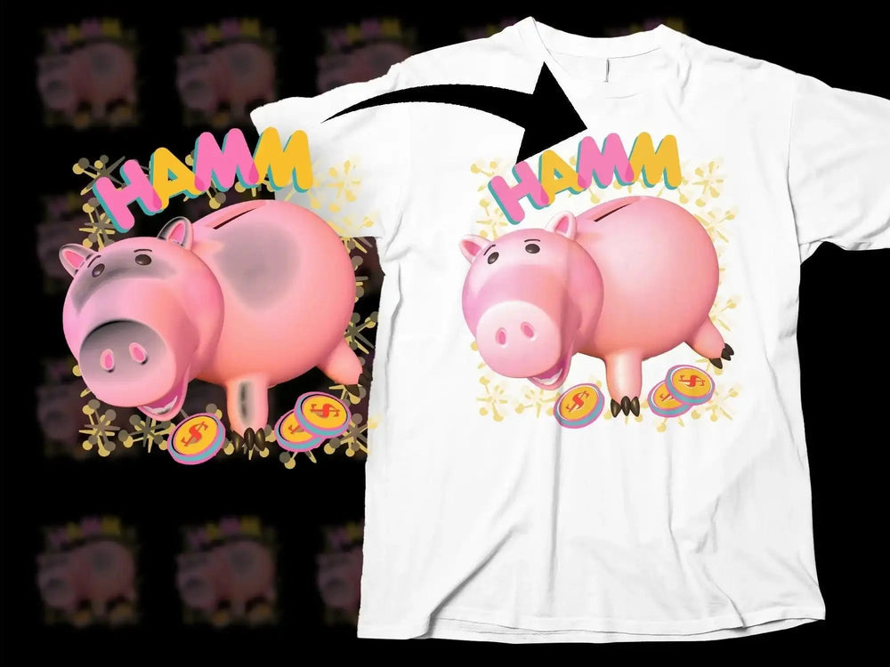 Cute Animated Hamm Piggy Bank Graphic Png Digital Download