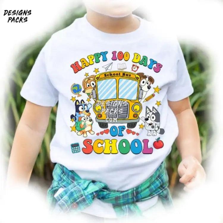 Cute Bluey Teacher Kids Happy 100 Days Of School Png Design