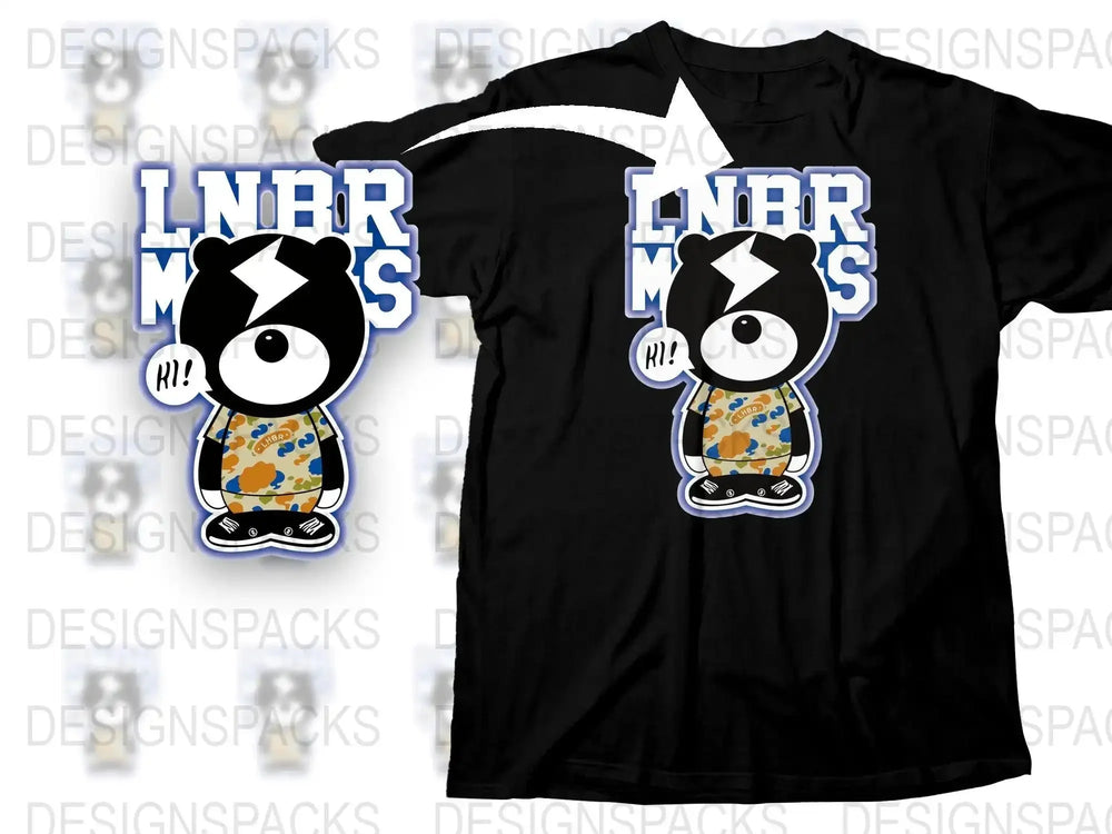 Cute Cartoon Bear Graphic Design LNBR MORS Png Digital Download