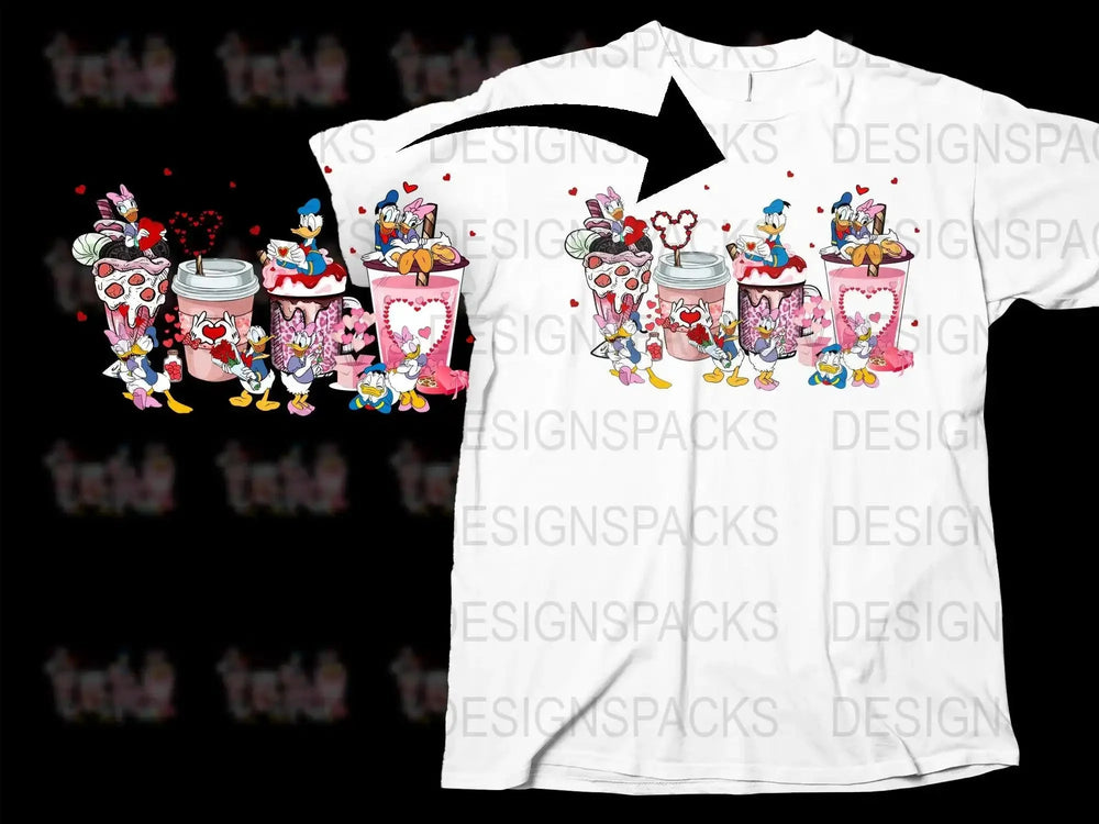 Cute Donald Daisy Duck Valentine Cartoon Png Digital Download