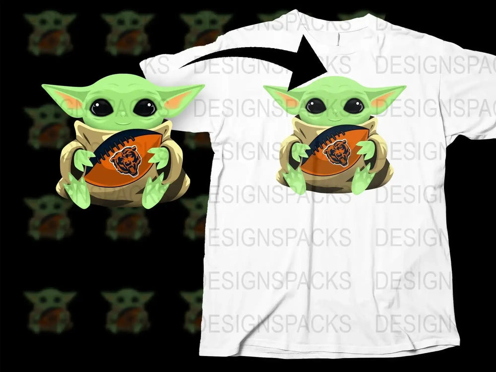 Cute Green Character Holding NFL Team Logo Png Digital Download