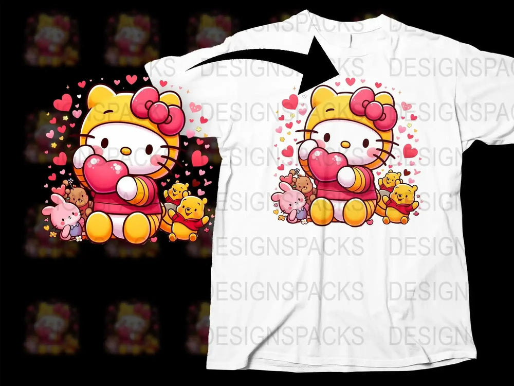 Cute Hello Kitty Valentine Friends Graphic Png Digital Download
