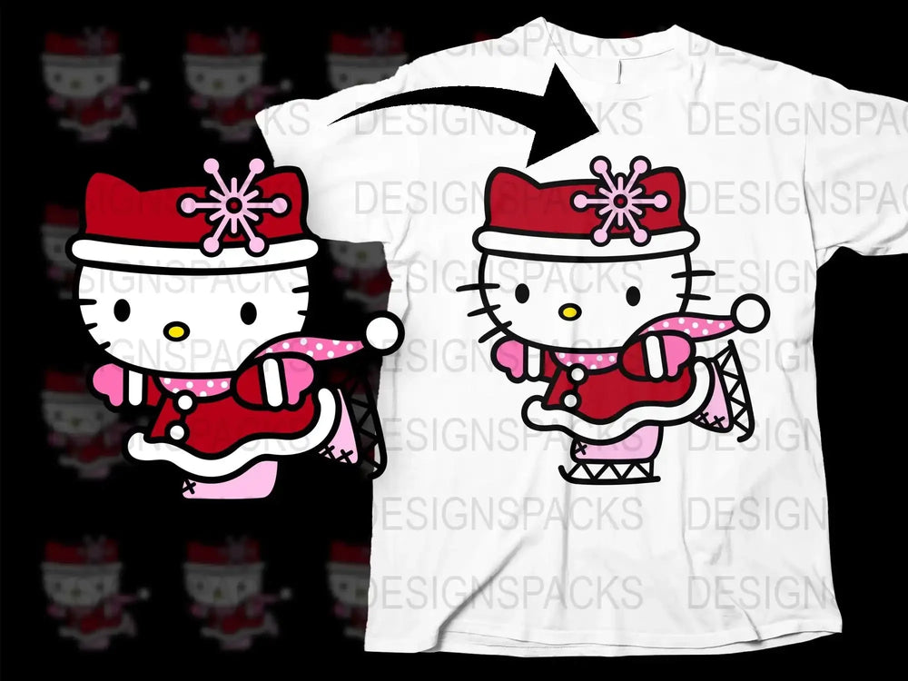 Hello Kitty Christmas T-Shirt, Cute Santa Kitty Graphic Tee, Festive Holiday Apparel for All Ages