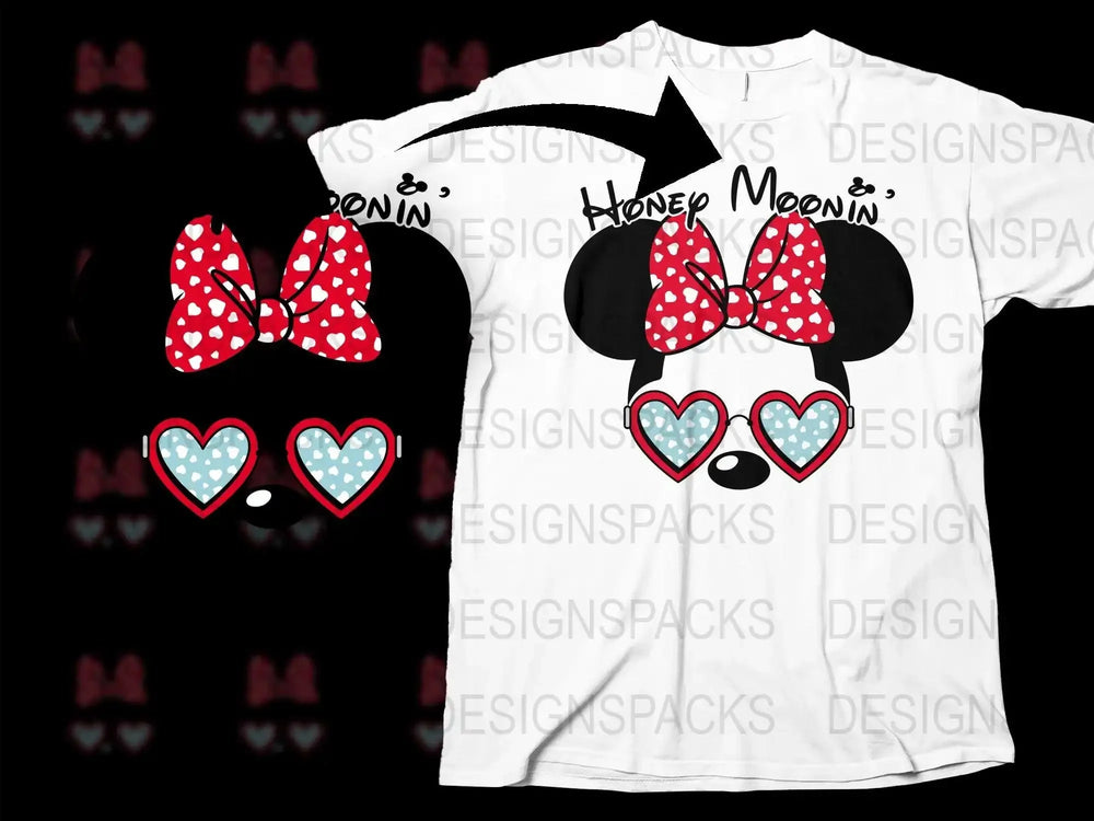 Cute Honeymoon Valentine's Day Mouse Ears Png Digital Download