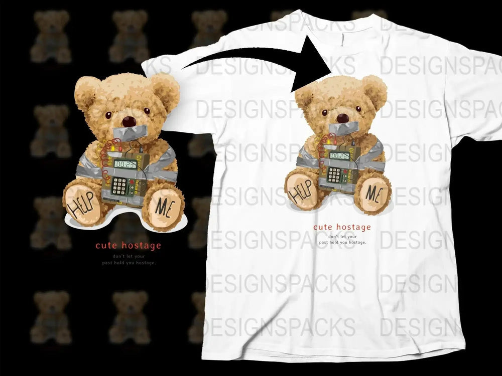 Cute Hostage Bear Graphic Help Me Letters Png Digital Download