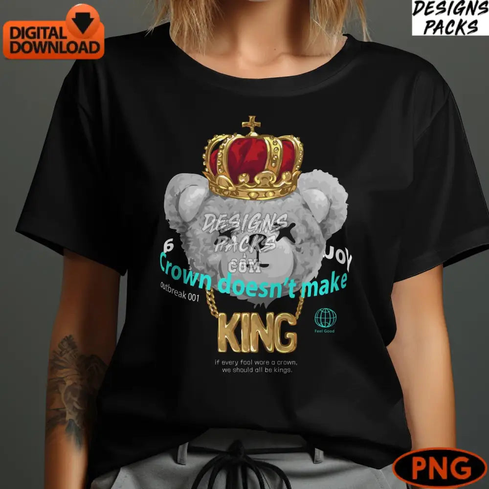 Cute Koala King Digital Art Royal Crown Instant Download Png Nursery Animal Quote