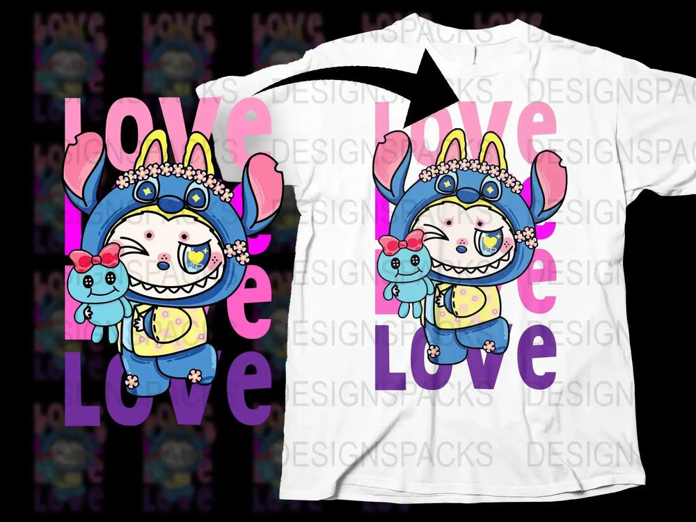 Cute Labubu Valentine Love Graphic Png Digital Download