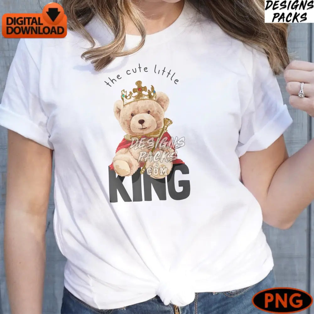 Cute Little King Teddy Bear Digital Png Instant Download Kids Nursery Artwork Printable