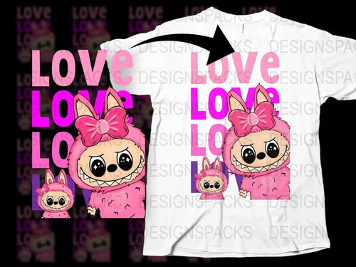 Cute Love Valentine Bunny Labubu Png Digital Download for All Ages