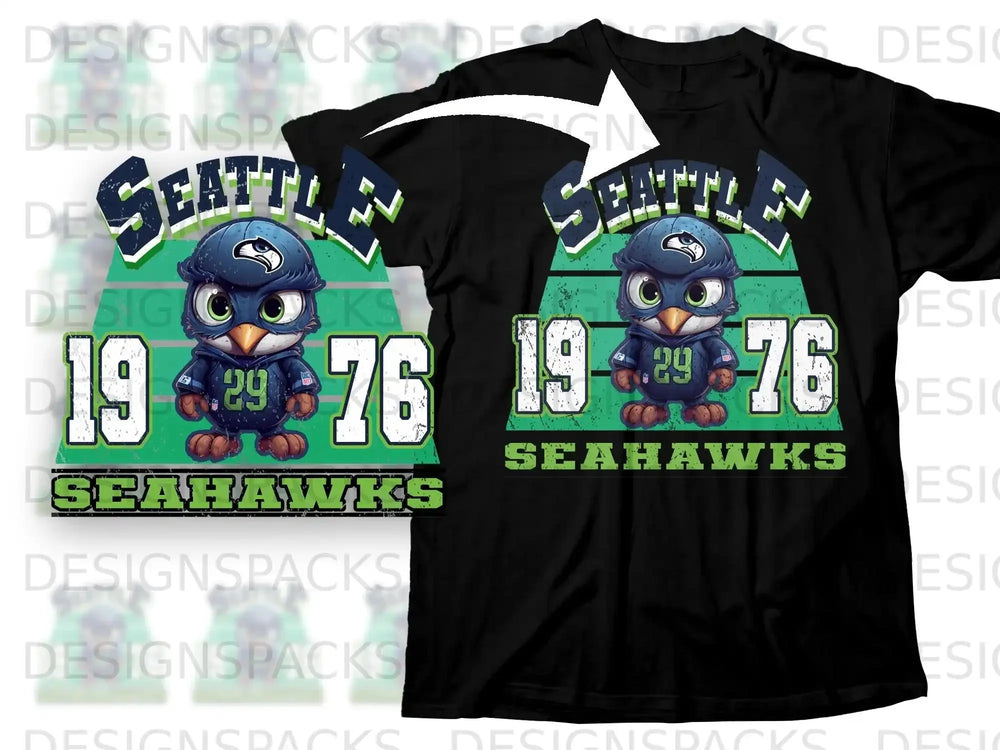 Seattle Seahawks 1976 Cute Owl Mascot Graphic T-Shirt