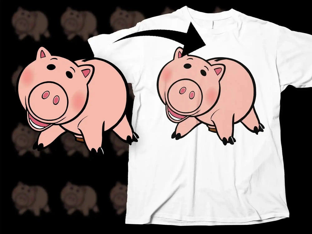 Cute Smiling Piglet Cartoon Design on Graphic Png Digital Download