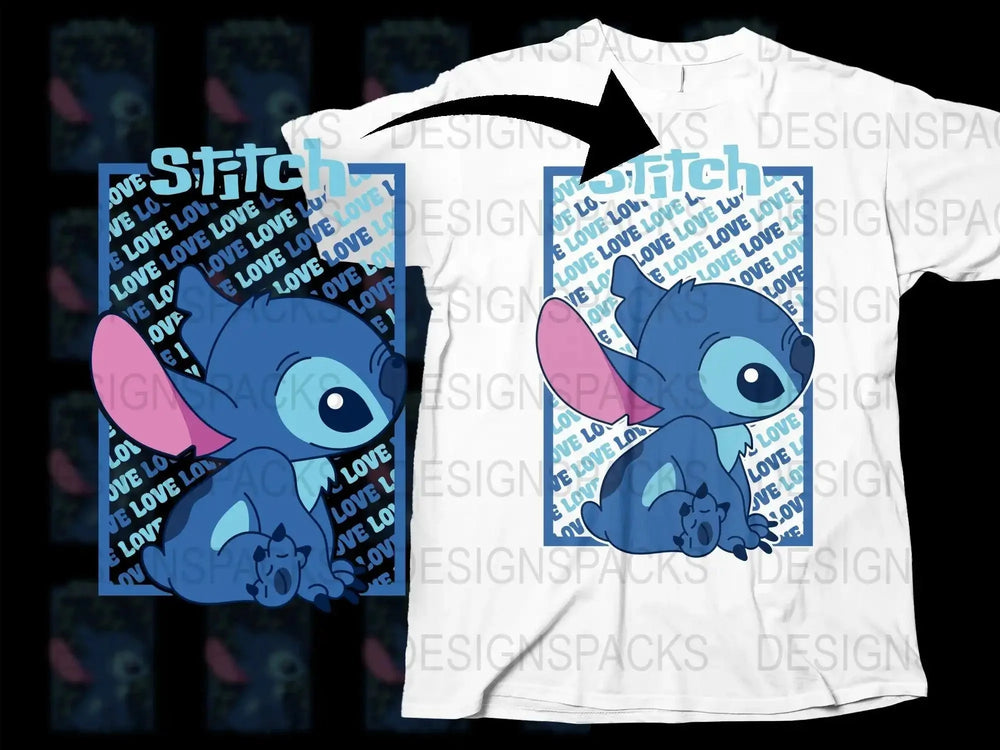 Cute Stitch Love Design Valentine's Day Png Digital Download