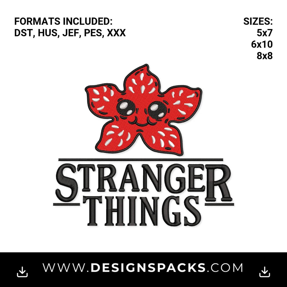 Cute Stranger Things Demogorgon Embroidery Design - Instant digital download pattern at Designspacks.com