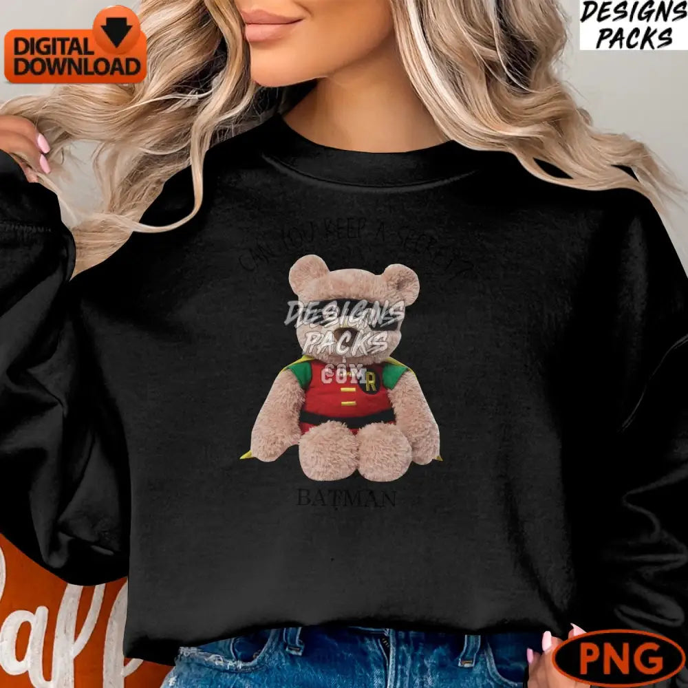 Cute Superhero Teddy Bear Digital Png Instant Download Kids Cartoon Style