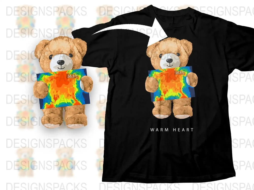 Cute Teddy Bear Holding Colorful Temperature Png Digital Download