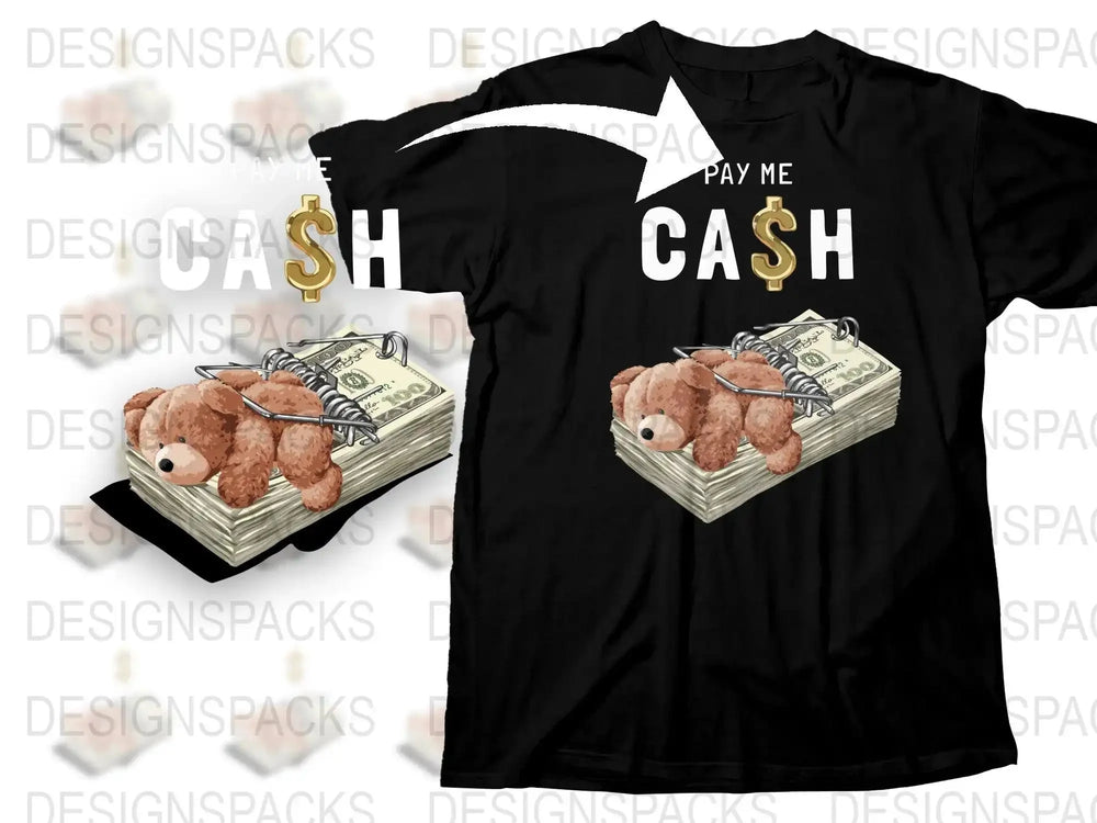 Cute Teddy Bear Mouse Trap Money Cartoon Graphic Png Digital Download