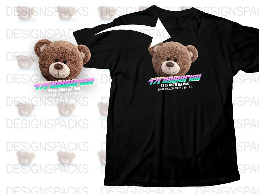 Cute Teddy Bear with 477 Omnigreen Design Png Digital Download
