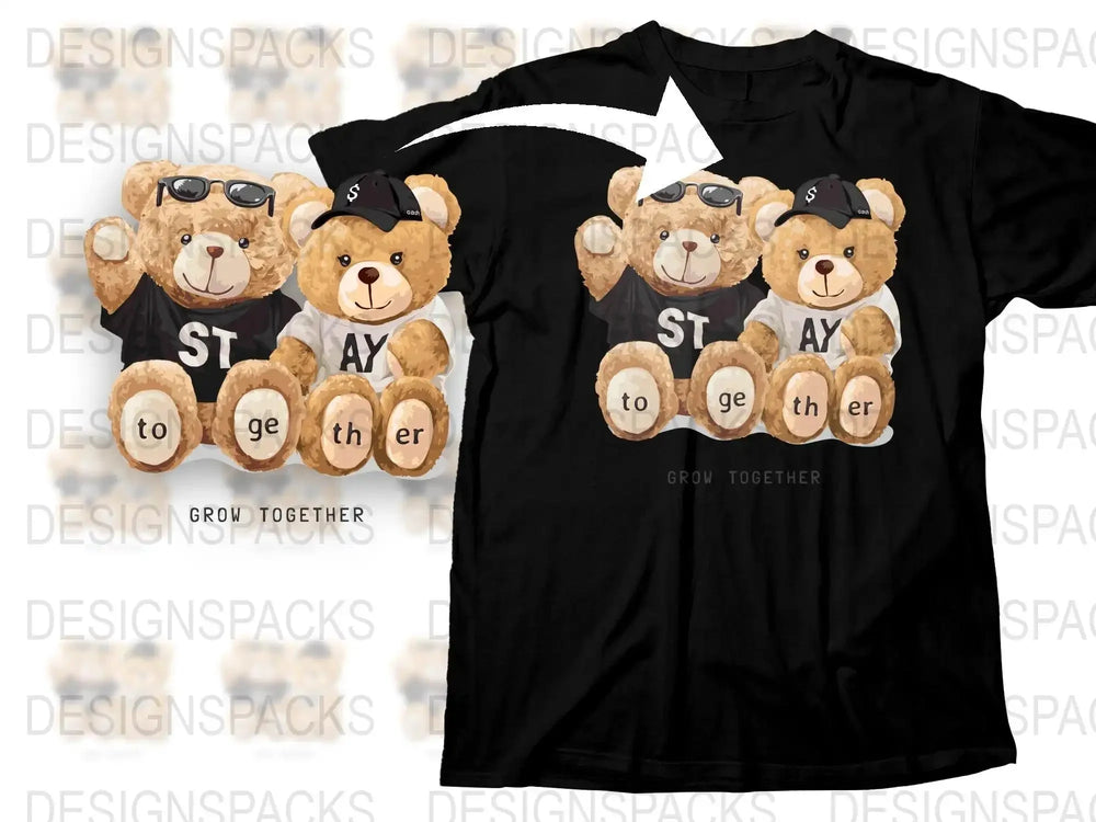 Cute Teddy Bears Grow Together Print Png Digital Download