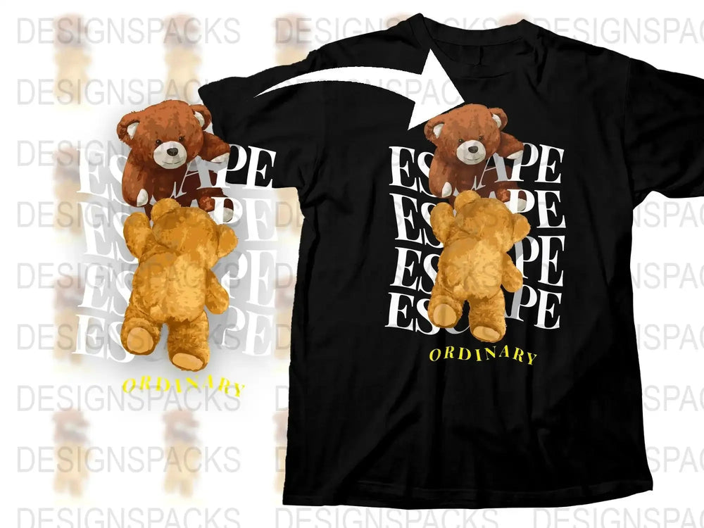 Cute Teddy Bears with Ordinary Text Graphic Png Digital Download