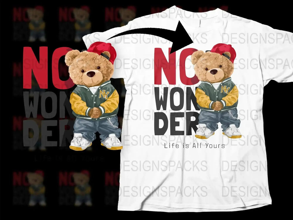 Cute Teddy with Jacket Graphic Design Png Digital Download