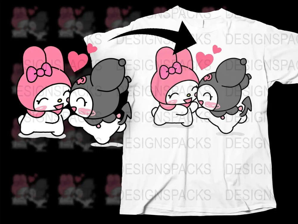 Cute Valentine My Melody Kuromi Friends Png Digital Download