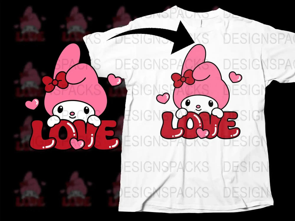 Cute Valentine My Melody Love Design Png Digital Download
