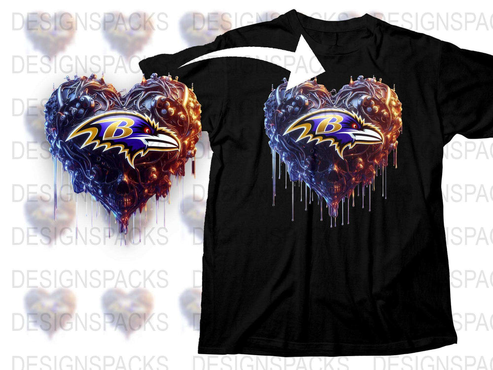Baltimore Ravens Heartbeat Design T-Shirt, NFL Team Graphic Tee, Sports Fan Apparel, Unique Football Shirt Gift