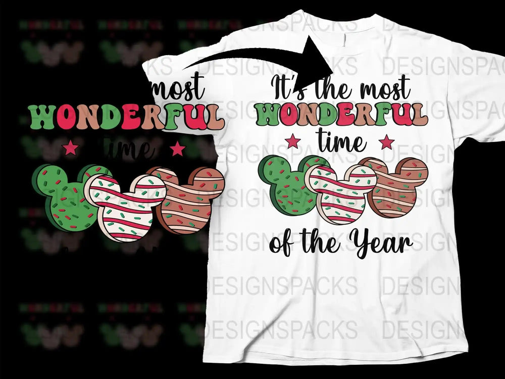 Wonderful Time of the Year Christmas T-Shirt, Festive Graphic Tee with Holiday Ornaments Design