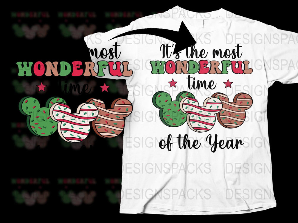 Wonderful Time of the Year Christmas T-Shirt, Festive Graphic Tee with Holiday Ornaments Design
