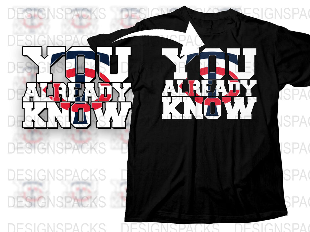 Bold Graphic T-Shirt 'You Already Know' Text Design, Patriotic Colors, Casual Fashion Wear