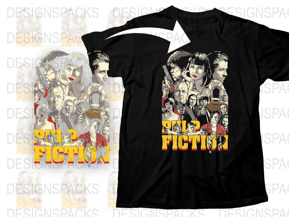 Pulp Fiction Movie T-Shirt, Vintage Black Tee, Classic Film Graphic Shirt, Urban Style Urban Apparel, Cult Movie Fan Gift