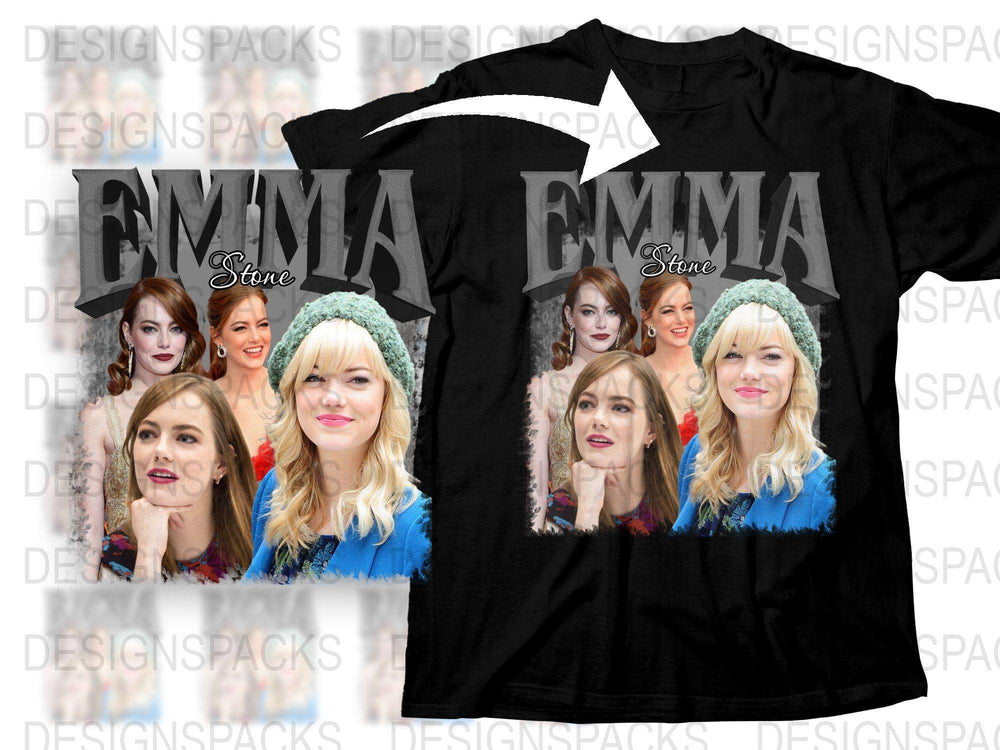 Emma Stone Photo Collage T-Shirt, Celebrity Fan Art Tee, Actress Inspired Graphic Top