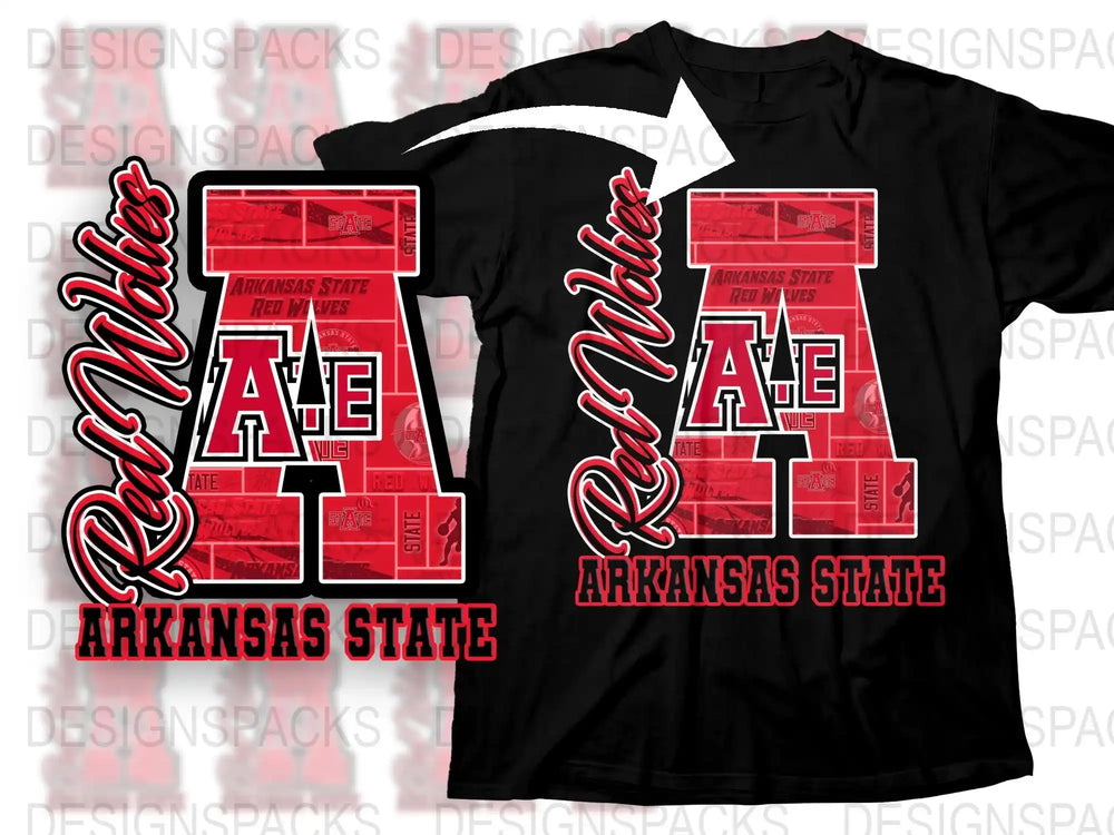 Arkansas State University Red Wolves Graphic T-Shirt, College Apparel, Fan Gear